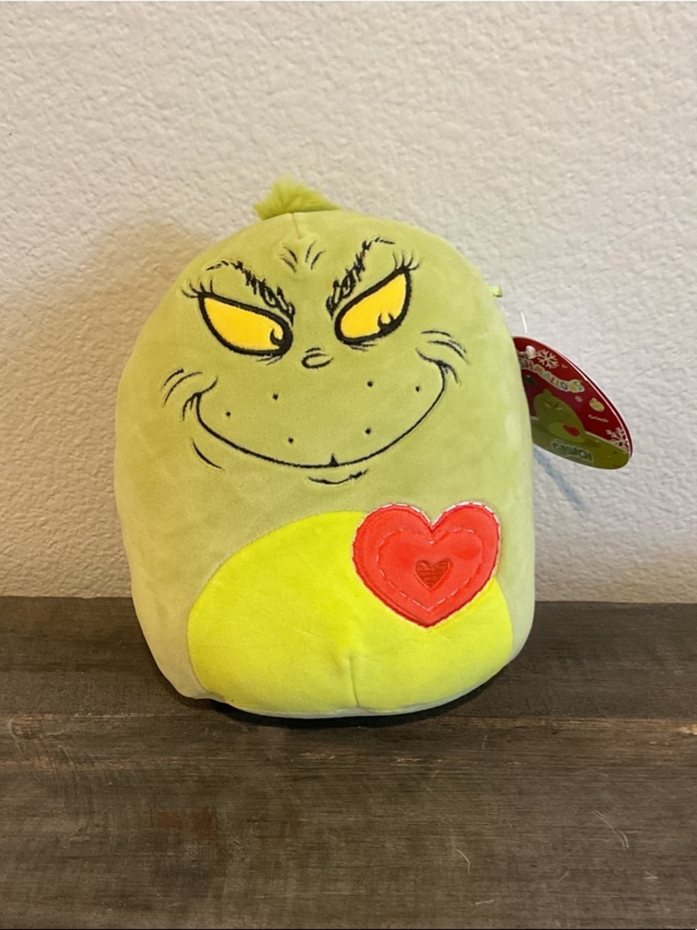 Squishmallows Grinch Plush Green Yellow Red Heart